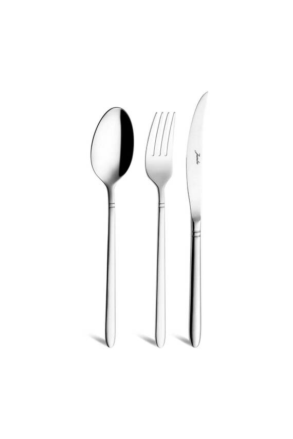 2002 18 Parça 6 Kişilik Yemek Çatal Kaşık Bıçak Takımı Çelik - 1