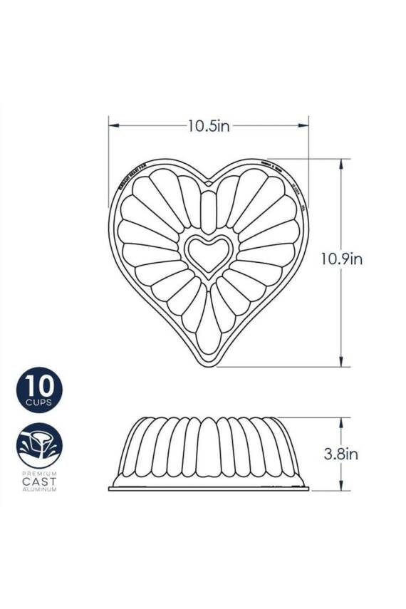 55548 Elegant Kalp Bundt Kek Kalıbı - 3