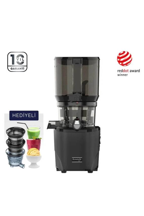 Kuvings AUTO10 MATT BLACK KHS-2571CE Hands-Free Yavaş Meyve Sıkacağı SİYAH - 1