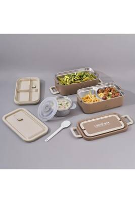 Bento Dikdörtgen Lunch Box Yemek Termosu Vizon 2000 ml - 1