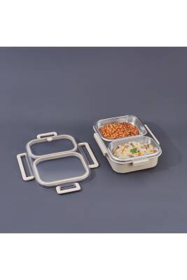 Bento Lunch Box 2 Bölmeli Beige - 1