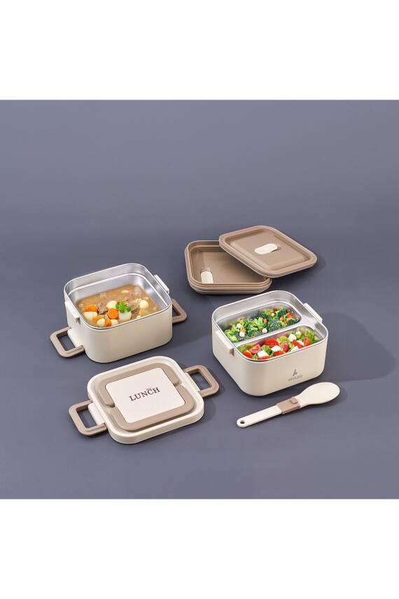Bento Lunch Box Kare Beige 1400 ml - 1