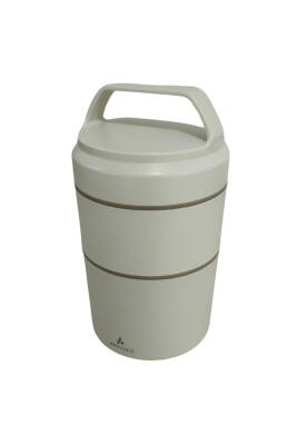 Bento Yuvarlak 2 Katlı Lunch Box Yemek Termosu Bej 1200 ml - 4