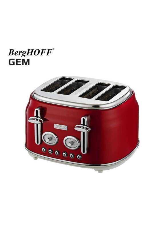 Gem Retro Kırmızı Dört Dilim Ekmek Kızartma Makinesi - 1