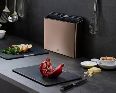Joseph Joseph 60172 Folio Rose Gold Standlı Kesme Tahtası Seti - 3