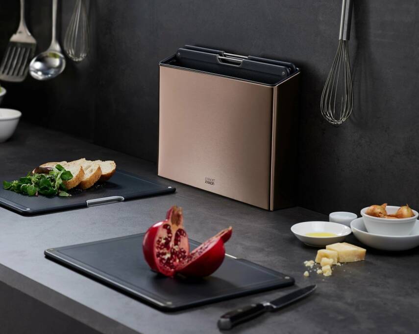 Joseph Joseph 60172 Folio Rose Gold Standlı Kesme Tahtası Seti - 5