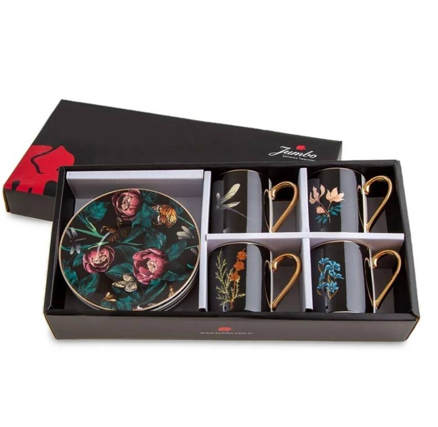 Jumbo 1000024958001 Black Garden 4'lü Multicolor Kahve Fincanı - 2
