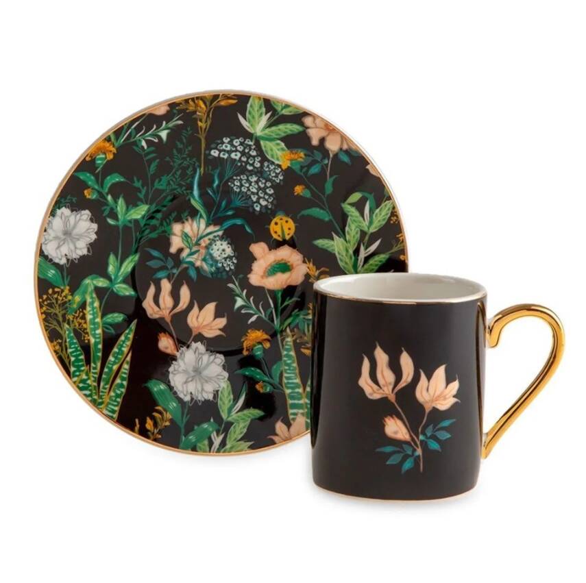 Jumbo 1000024958001 Black Garden 4'lü Multicolor Kahve Fincanı - 4