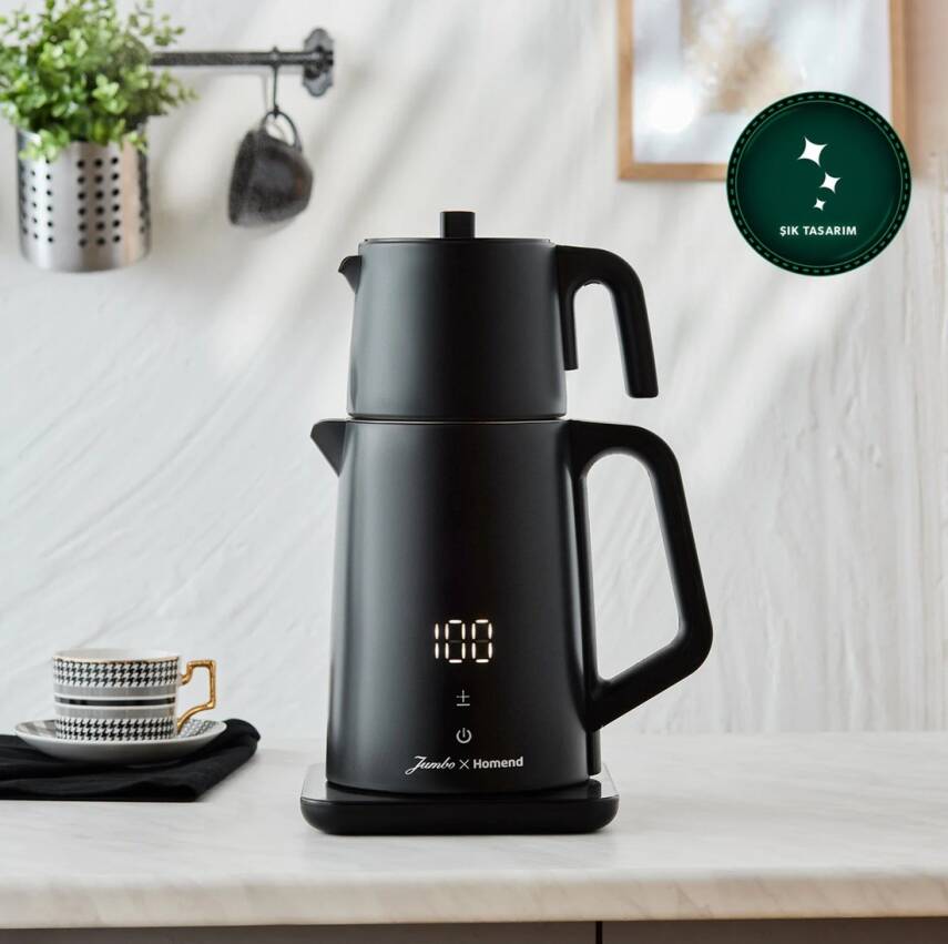 Jumbo x Homend Royaltea Cooltouch 1792H Dokunmatik Çelik Çay Makinesi Siyah - 3