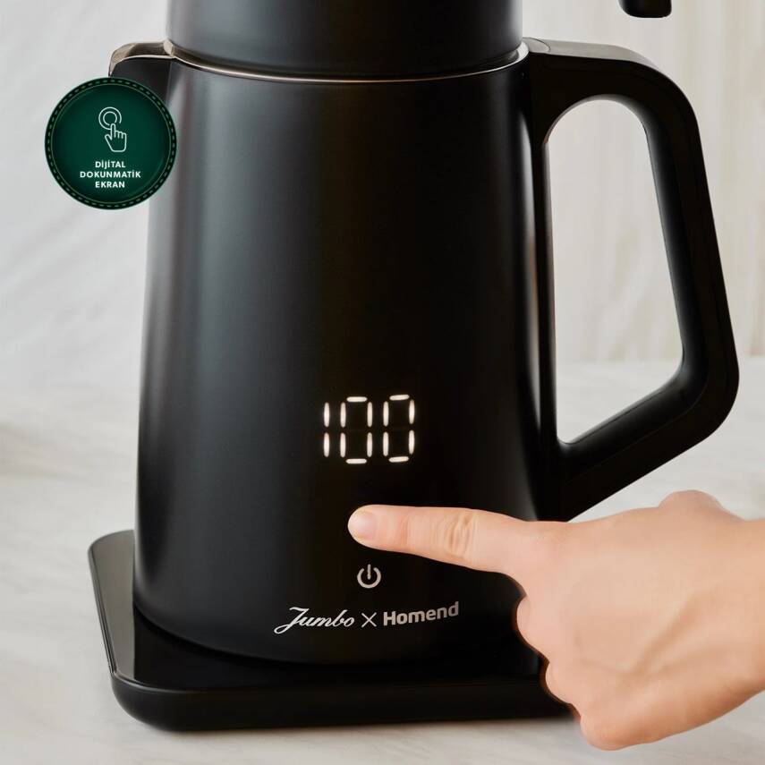 Jumbo x Homend Royaltea Cooltouch 1792H Dokunmatik Çelik Çay Makinesi Siyah - 4