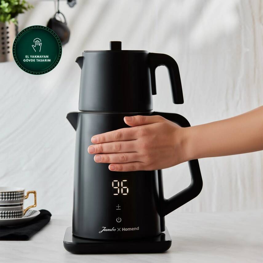 Jumbo x Homend Royaltea Cooltouch 1792H Dokunmatik Çelik Çay Makinesi Siyah - 5