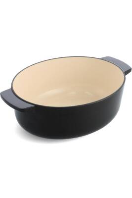 Kapaklı Oval Döküm Demir Tencere 30 cm 5.6 L Onyx Black - 2