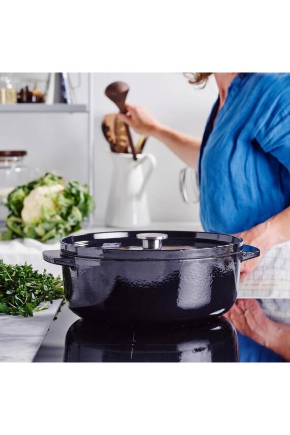 Kapaklı Oval Döküm Demir Tencere 30 cm 5.6 L Onyx Black - 4