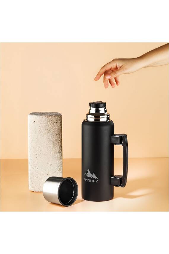 Nature Camp Taşınabilir Termos Siyah 1,5 Litre - 1