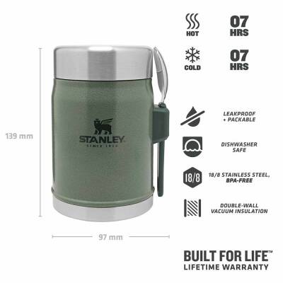 Stanley Klasik Paslanmaz Çelik Yeşil Yemek Termosu Kaşıklı 0.40 Litre - 4