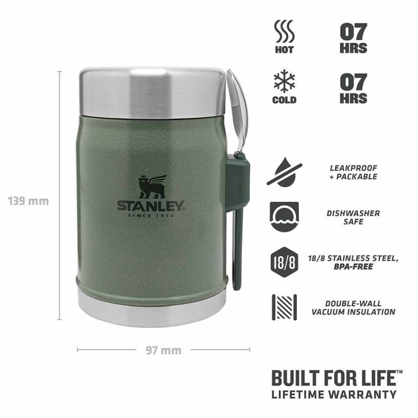 Stanley Klasik Paslanmaz Çelik Yeşil Yemek Termosu Kaşıklı 0.40 Litre - 4