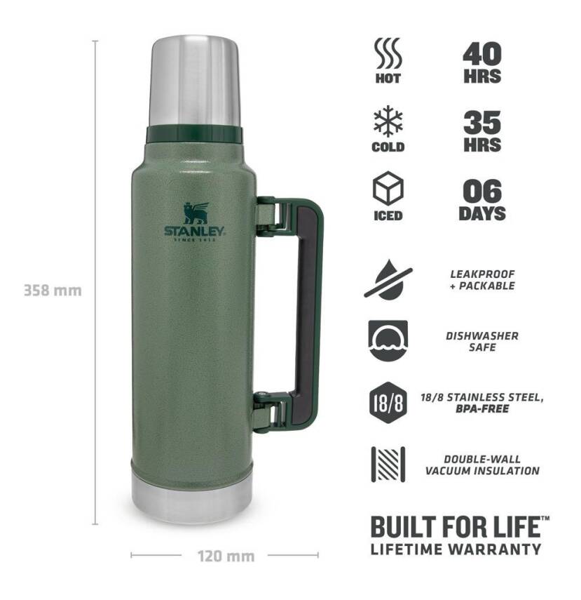 Stanley Klasik Vakumlu Çelik Yeşil Termos 1.4 Litre - 2