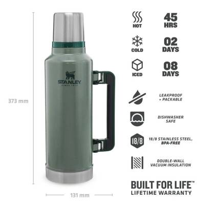 Stanley Klasik Vakumlu Paslanmaz Çelik Yeşil Termos 1.9 Litre - 3