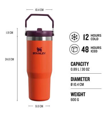 Stanley The IceFlow Flip Straw Turuncu Pipetli Termos Bardak 0.89 LT - 1